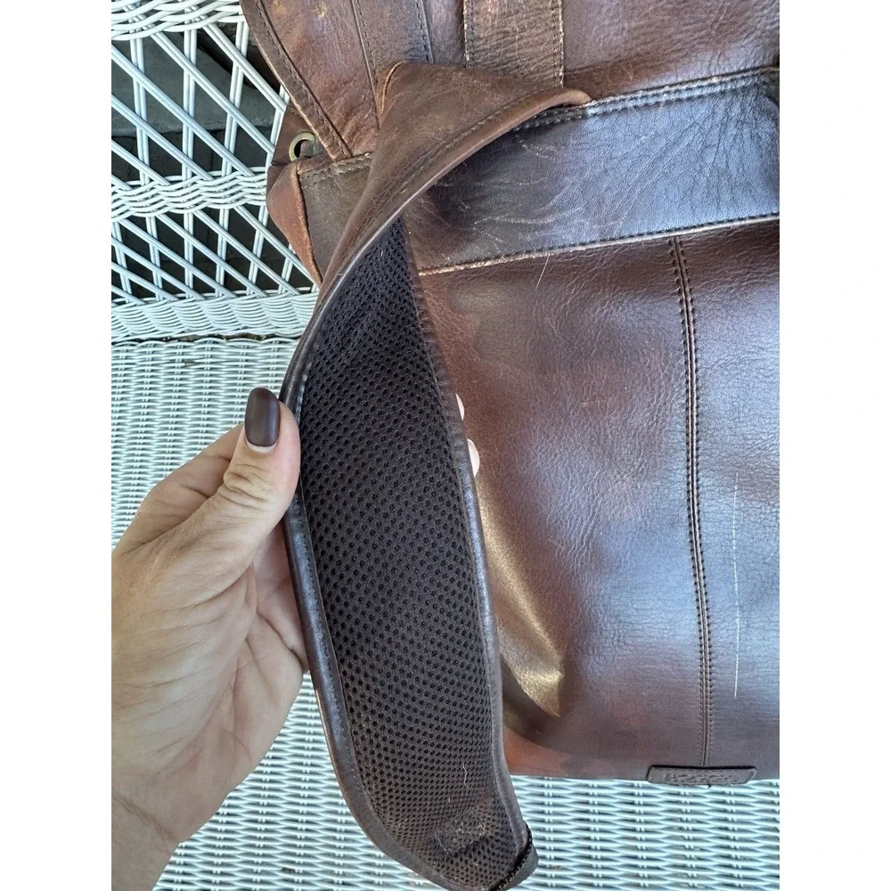 Bosca Essentials Brown Leather Backpack Rucksack Travel Bag Vintage Style